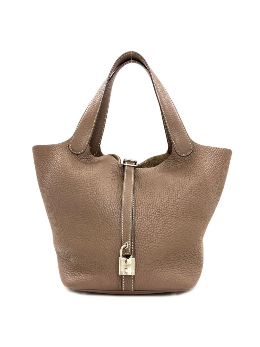 Hermes Picotin Lock MM Etoupe Silver Handbag Taurillon